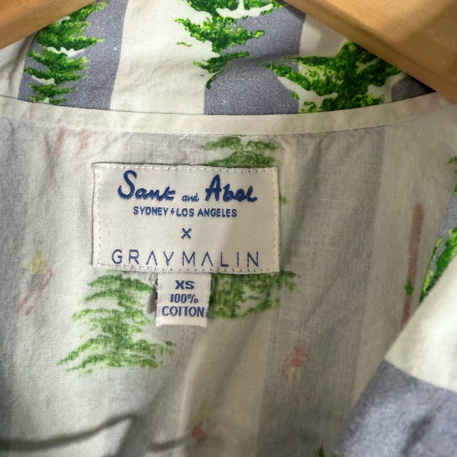Santa And Abel X Gray Malin Women’s Xs Snow Blue Pajama Set Resort Holiday Loung — image 5 of 8